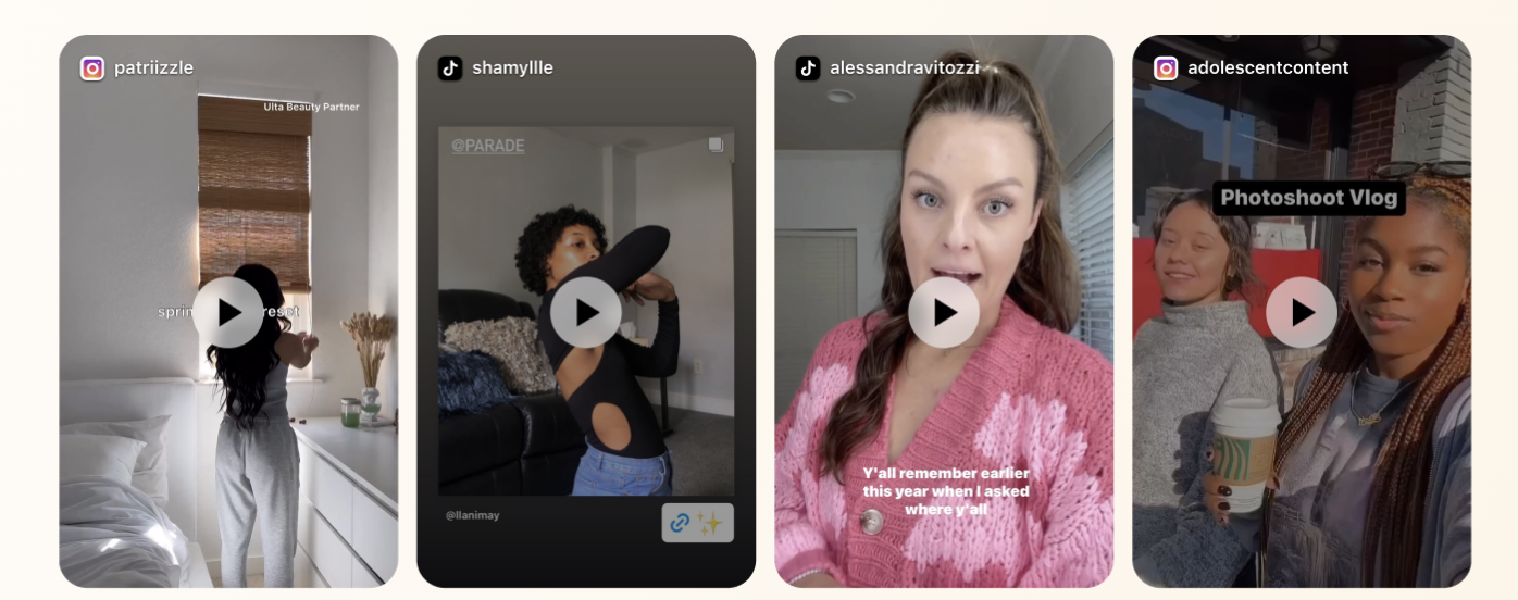 UGC video feed preview