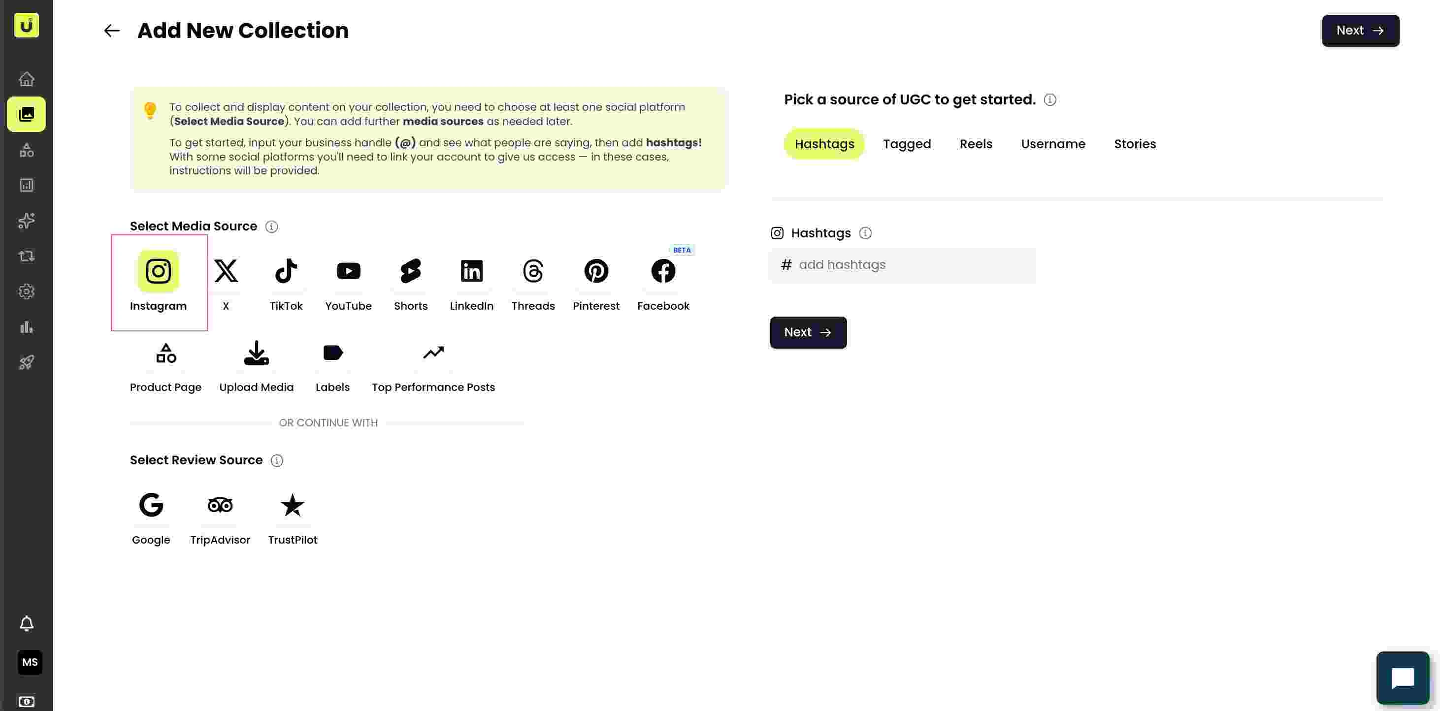 Network list on the left of the Add Feed dialog