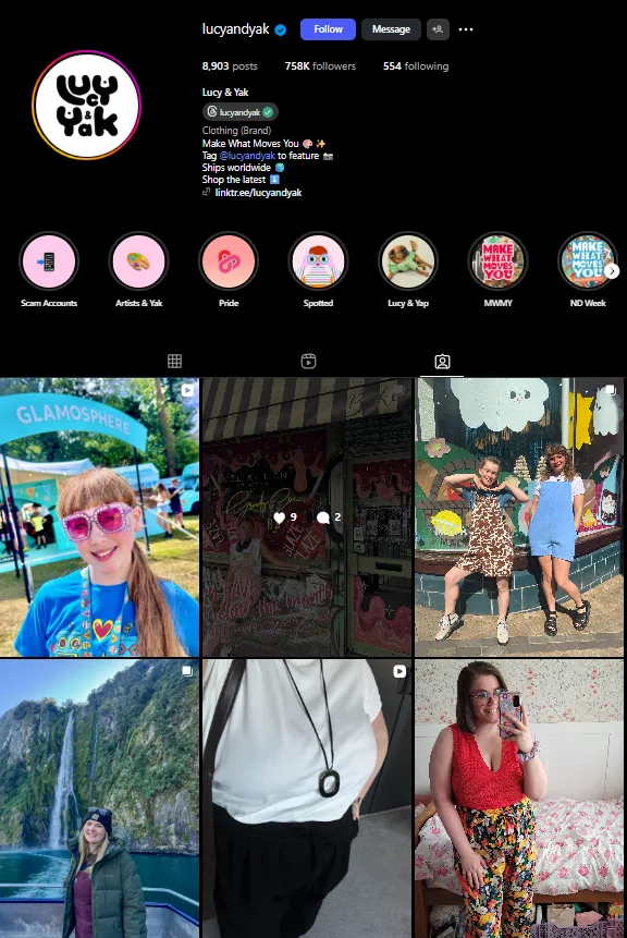 They hit it off by making stuff that people are desperate to show off. For instance, a "Ref" dress is an event. It's the dress you wear to a wedding. The one you pack for that trip to Italy. So people are already taking and posting amazing photos in their clothes. It makes the brand feel less like a store and more like the collected photos of your coolest friend. The lesson here? Make your product the marketing. If you build a brand with a super-strong, undeniable identity, your customers will do the heavy lifting. Their desire to be part of your world is all the incentive they need. 5. Lucy & Yak (UK): They Built a Family Lucy & Yak is all about colour, comfort, and good vibes. They make fun clothes, and they’ve built a fan base that is ridiculously loyal and engaged. What they did that worked: They have built a community, the "Yak Pack," and they actually treat them like a pack. They'll hop on Instagram and ask which colour they should produce next. They'll feature the people in their factories.